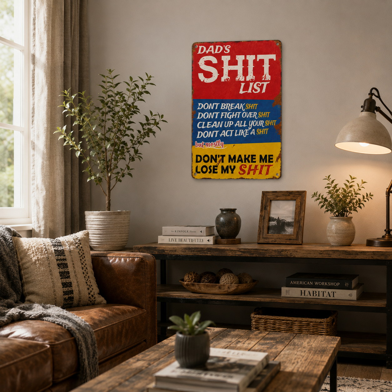 🔥Father's Day 49% OFF - Vintage "Dad's Shit List" Aluminum Tin Sign🤣