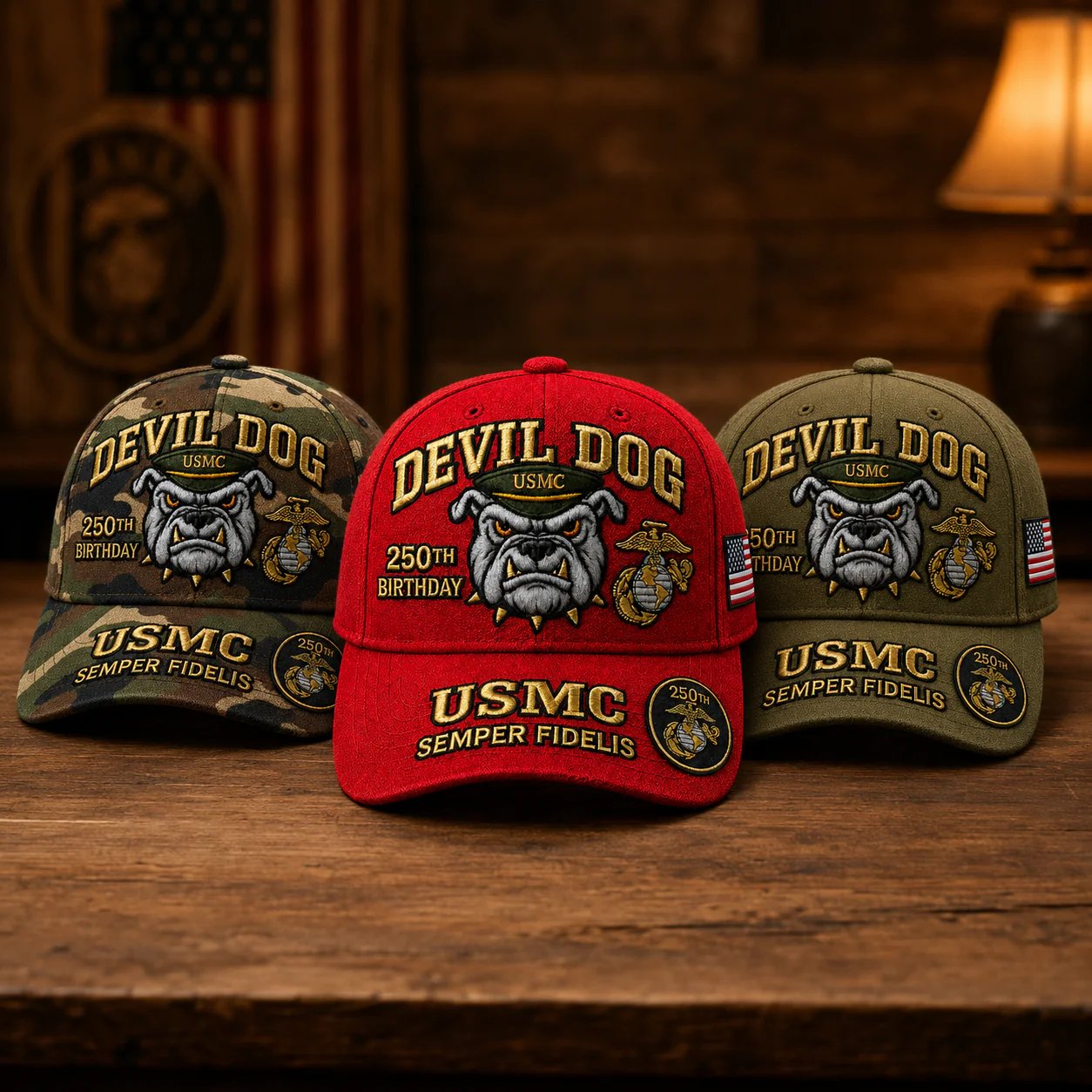Handmade Embroidered Devil Dog USMC 250th Birthday Commemorative Cap ๐บ๐ธ(๐ฅBuy 2 FREE SHIPPING)