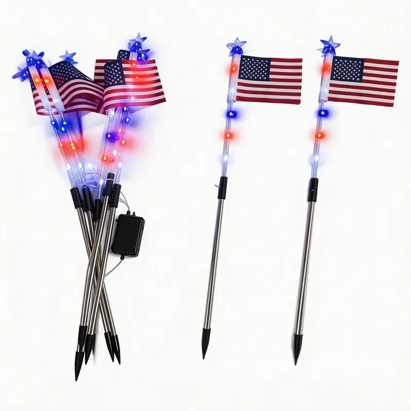 🇺🇸✨8 Solar American Flag Pathway Lights for 250th Independence Celebration