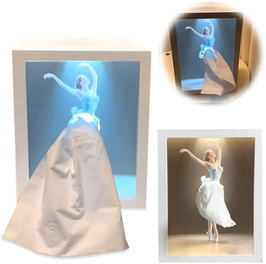 Ballet Dancer Tissue Box with Light Rectangular Creative Decorative Cover