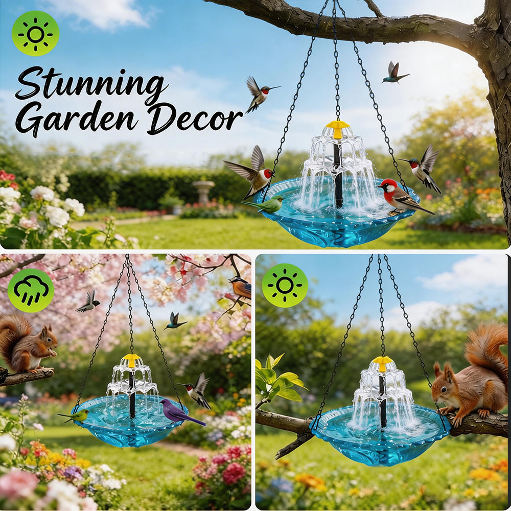 ✨Special Offer Today Only! 🐦 Solar Cascade Hanging Bird Bath Fountain