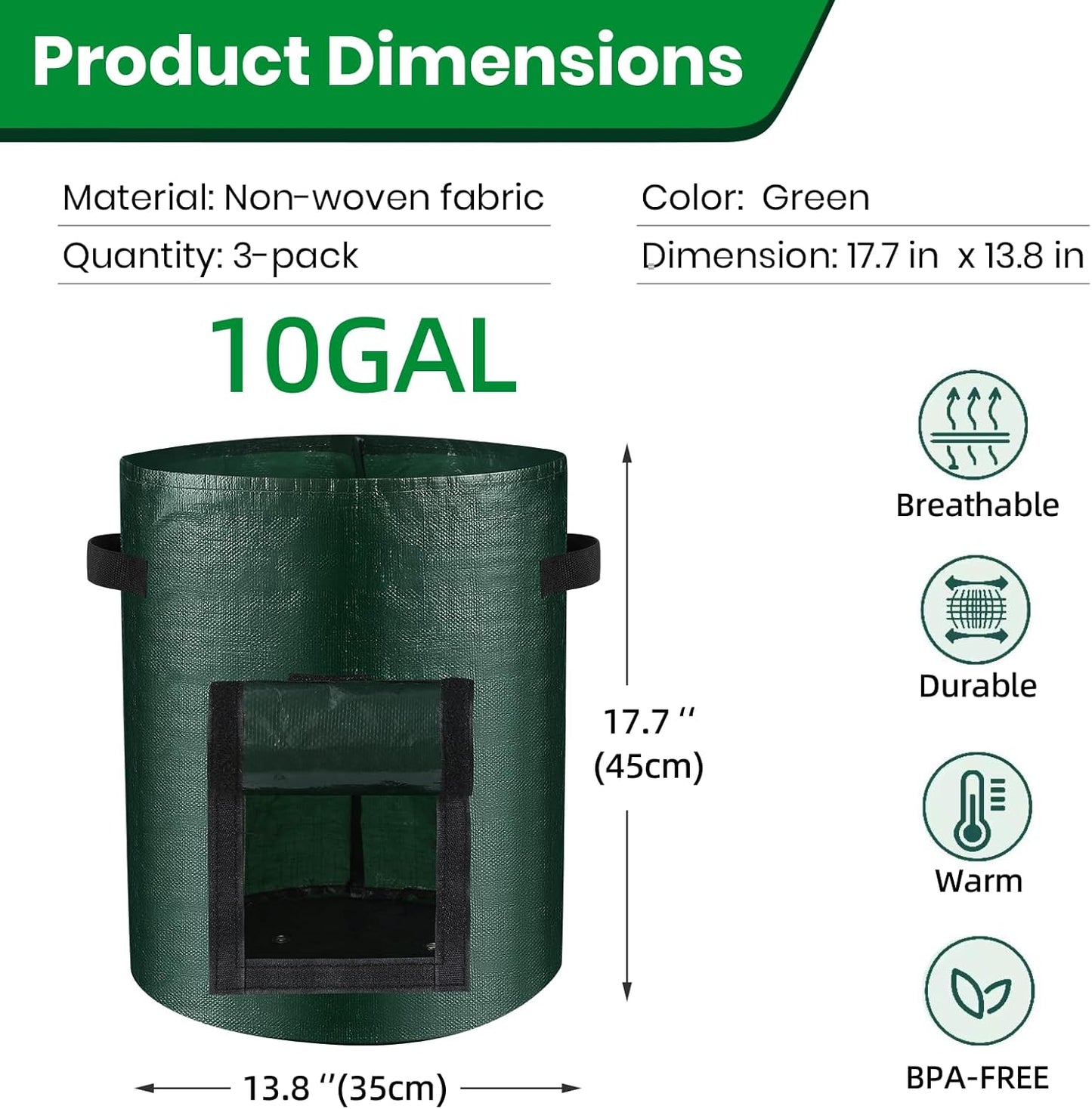 🌱Large 10-Gallon Grow Bags