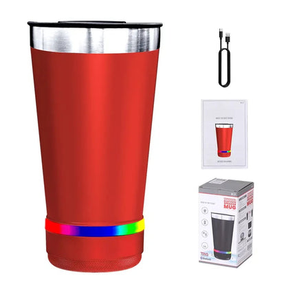 🎧 Bluetooth Speaker Tumbler – 16oz Double-Wall Stainless Steel with LED Glow