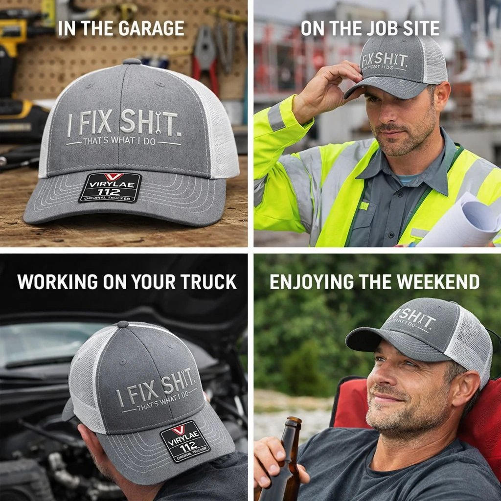 💥LAST DAY49% OFF-🛠️ I Fix Shit Trucker Hat – Funny Mechanic & Fixer Cap