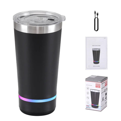 🎧 Bluetooth Speaker Tumbler – 16oz Double-Wall Stainless Steel with LED Glow