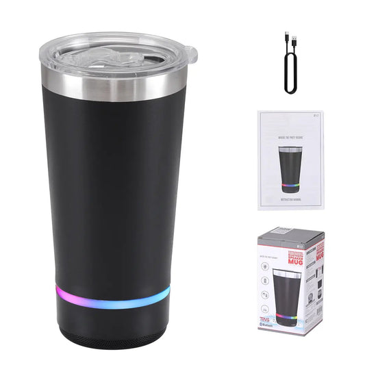 🎧 Bluetooth Speaker Tumbler – 16oz Double-Wall Stainless Steel with LED Glow