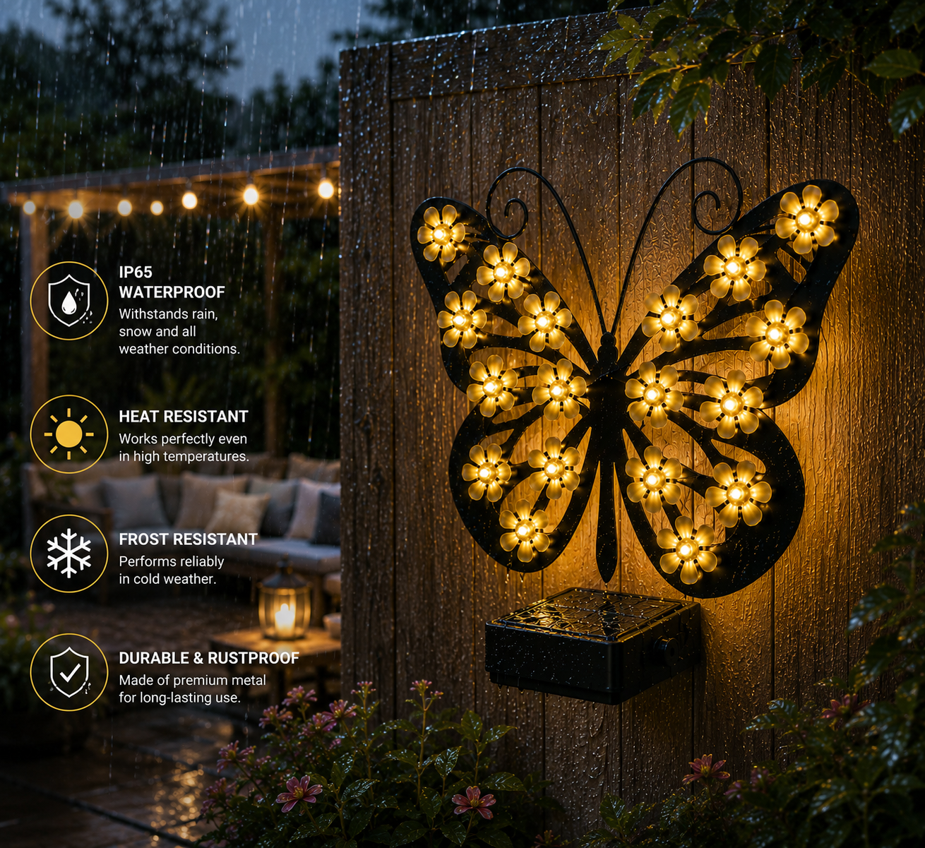 🦋🌙Outdoor Metal Butterfly Solar Garden Light