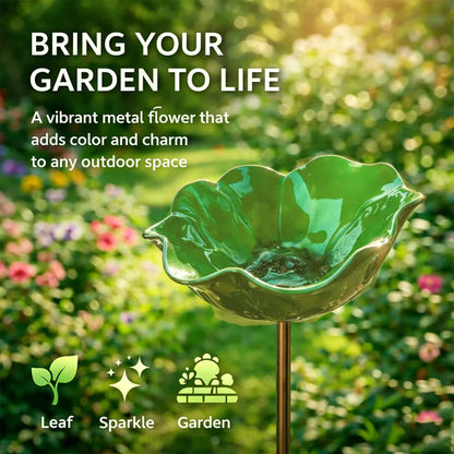 💖Garden Flower Bird Waterer🎁Handmade Metal Flower Garden Stake🐦
