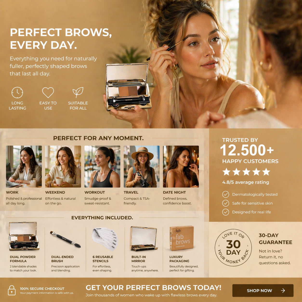 ✨Eyebrow Stencil Kit with Powder & Brush