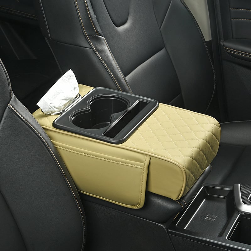 🚗 5-in-1 Luxury Car Center Console Organizer - Universal Fit Armrest Mat & Storage