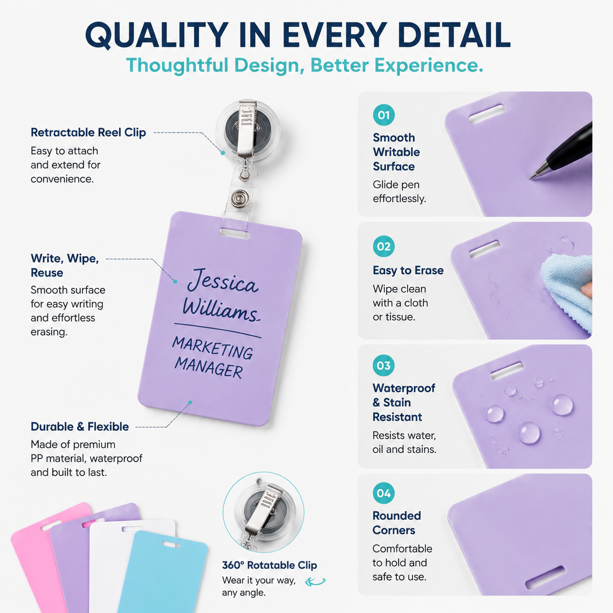🩺Erasable Badge Note | Dual-Side Writable, Fade-Proof & No Blur (🖊Write. Wipe. Repeat.)