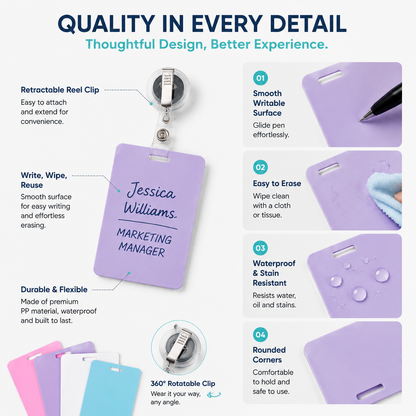 🩺Erasable Badge Note | Dual-Side Writable, Fade-Proof & No Blur (🖊Write. Wipe. Repeat.)