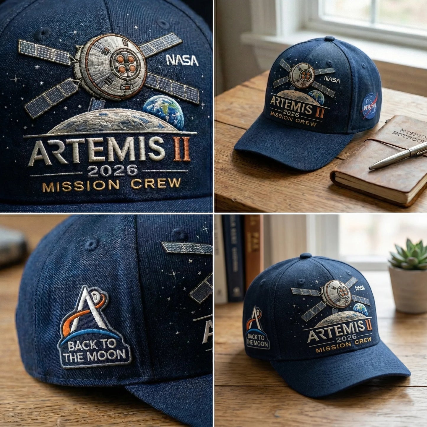 ✨High-end craftsmanship in hand embroidery-🌕Artemis II Lunar Mission Commemorative Cap