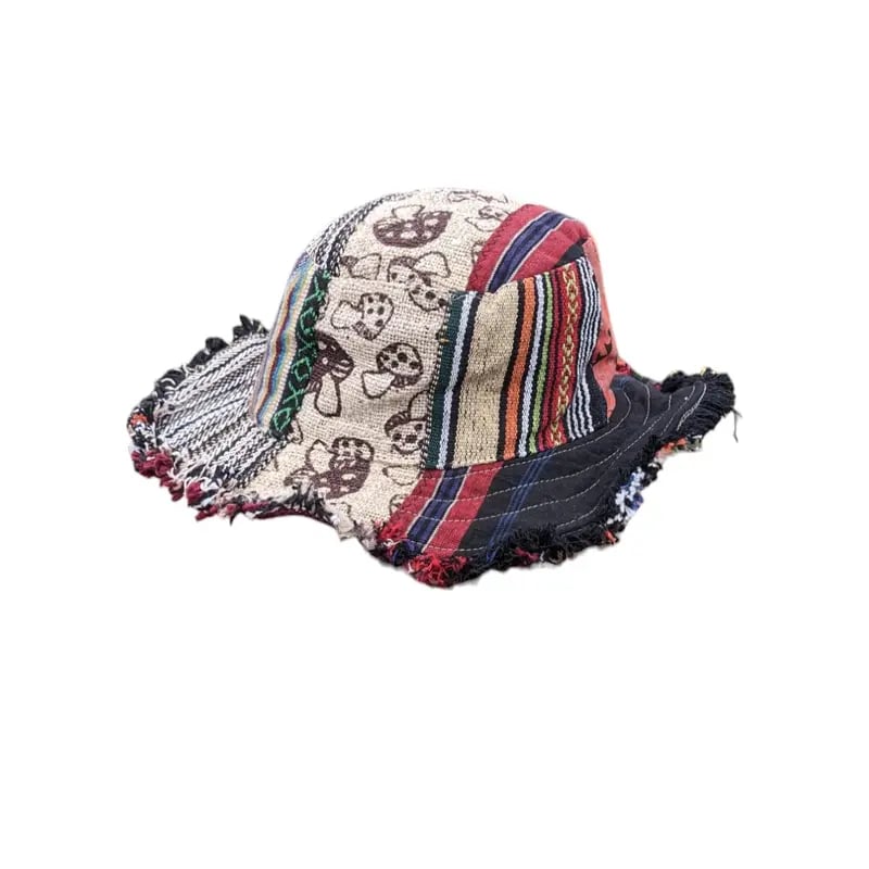 🔥Last Day 55% OFF - 🍄🎩Patchwork Multicolored Mushroom Hemp Hat with Hidden Pocket Fedorahats