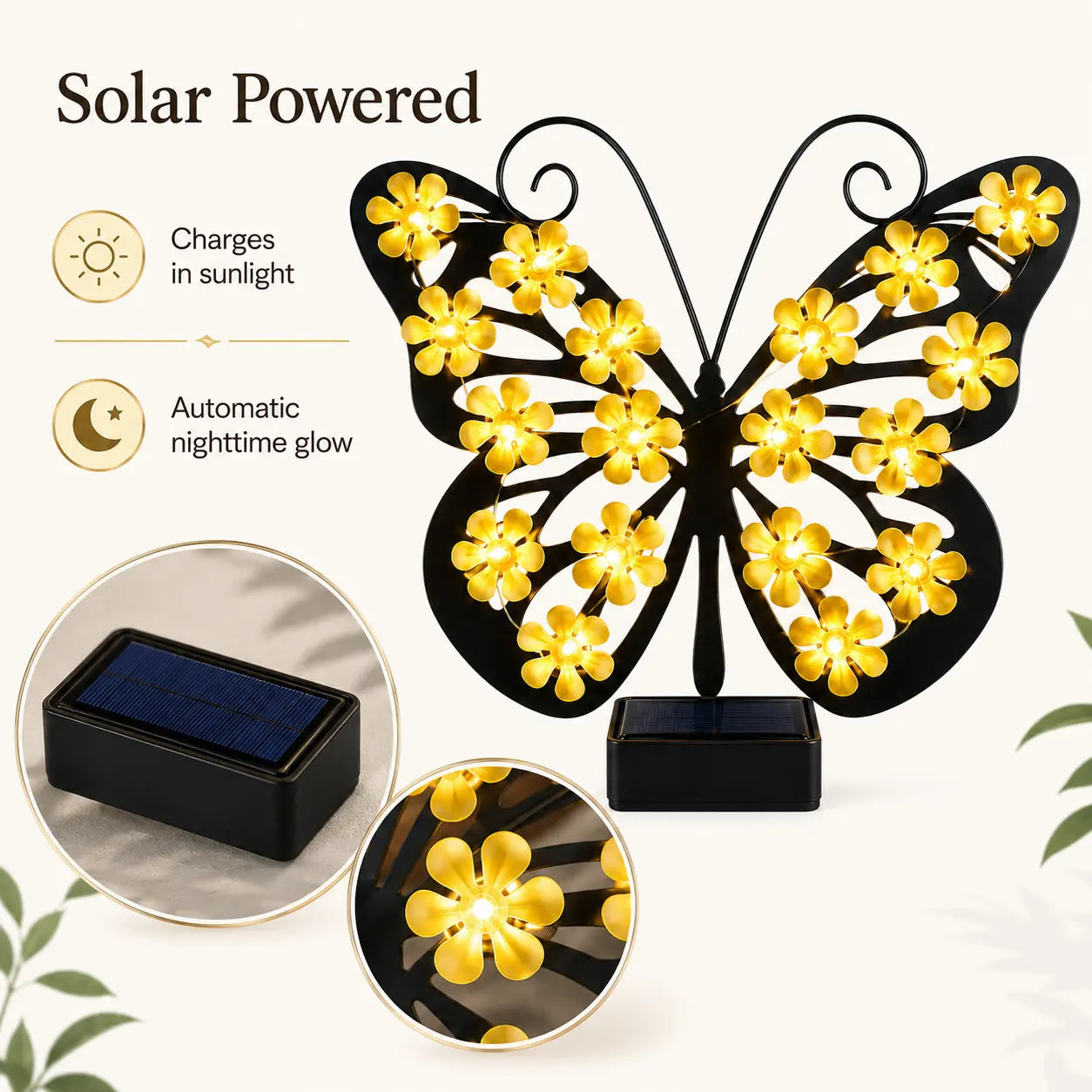 🦋🌙Outdoor Metal Butterfly Solar Garden Light