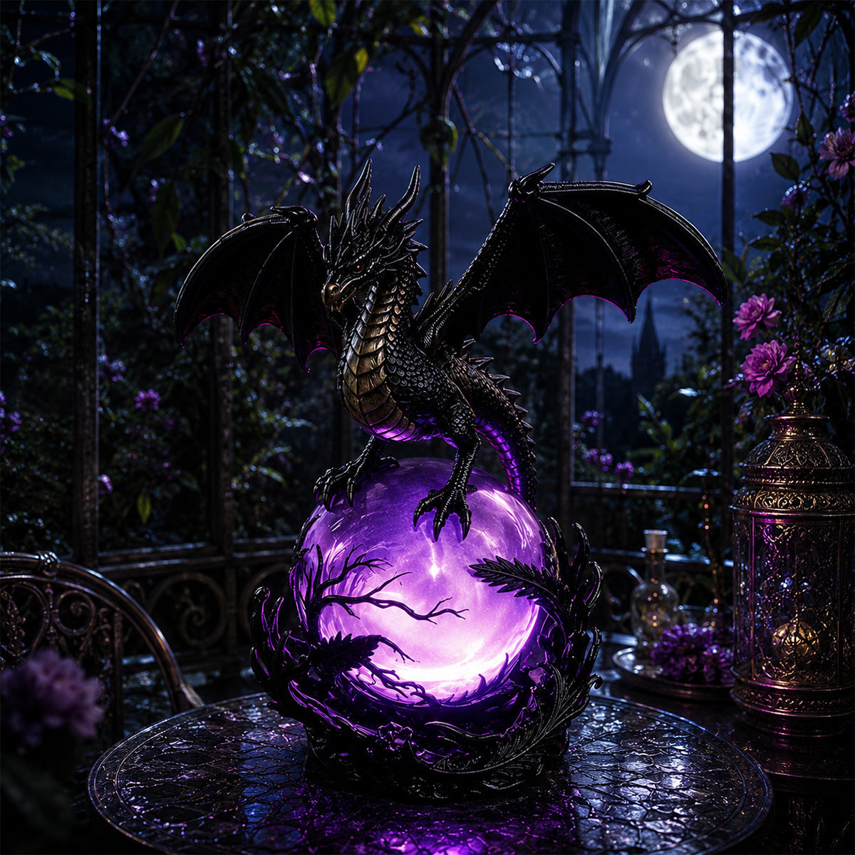 🎁 FREE SHIPPING 🔮Gothic Dragon LED Crystal Ball Lamp for Dark Aesthetic Decor
