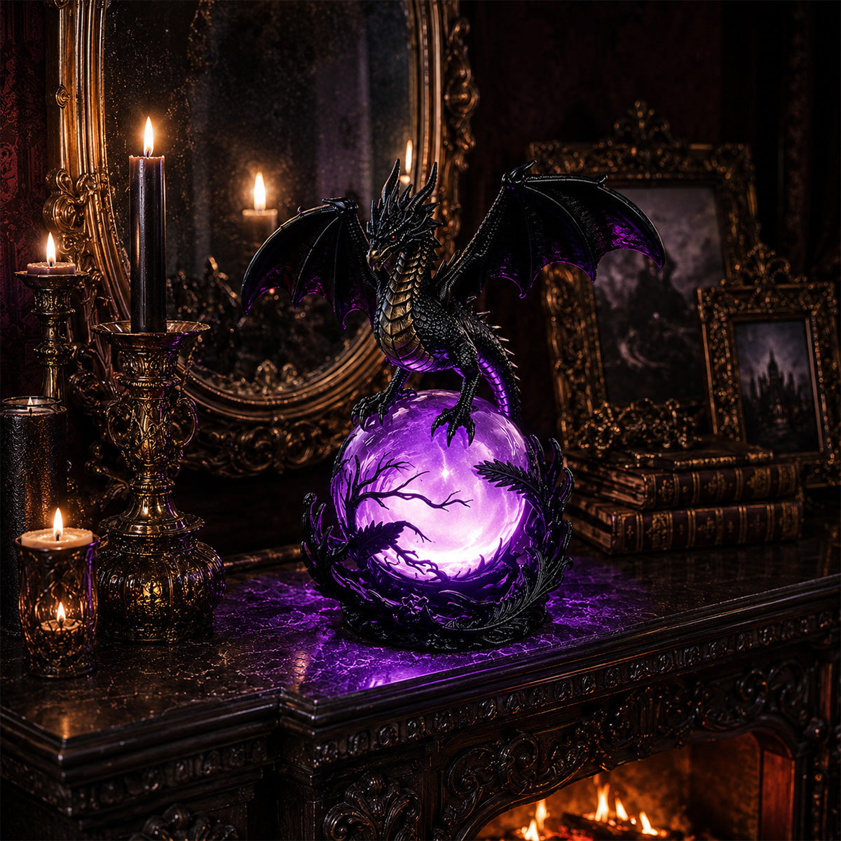 🎁 FREE SHIPPING 🔮Gothic Dragon LED Crystal Ball Lamp for Dark Aesthetic Decor