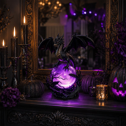 🎁 FREE SHIPPING 🔮Gothic Dragon LED Crystal Ball Lamp for Dark Aesthetic Decor