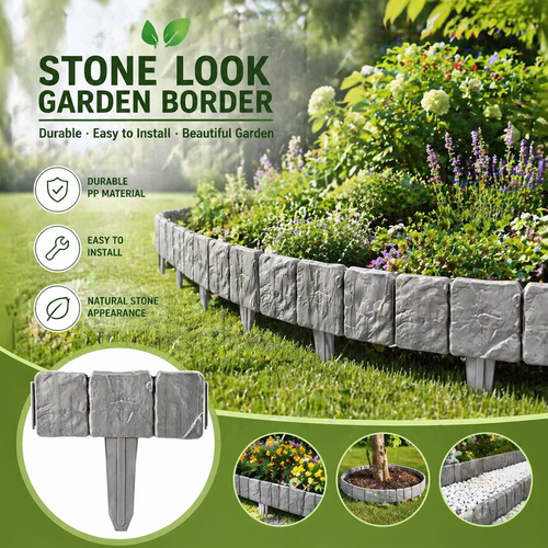 🌿Stone-effect garden fence