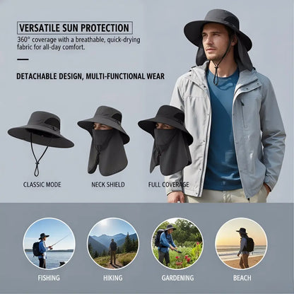 🌞 UPF 50+ Sun Hat with Neck Flap for Men & Women – Wide Brim UV Protection Hiking, Fishing & Safari Hat