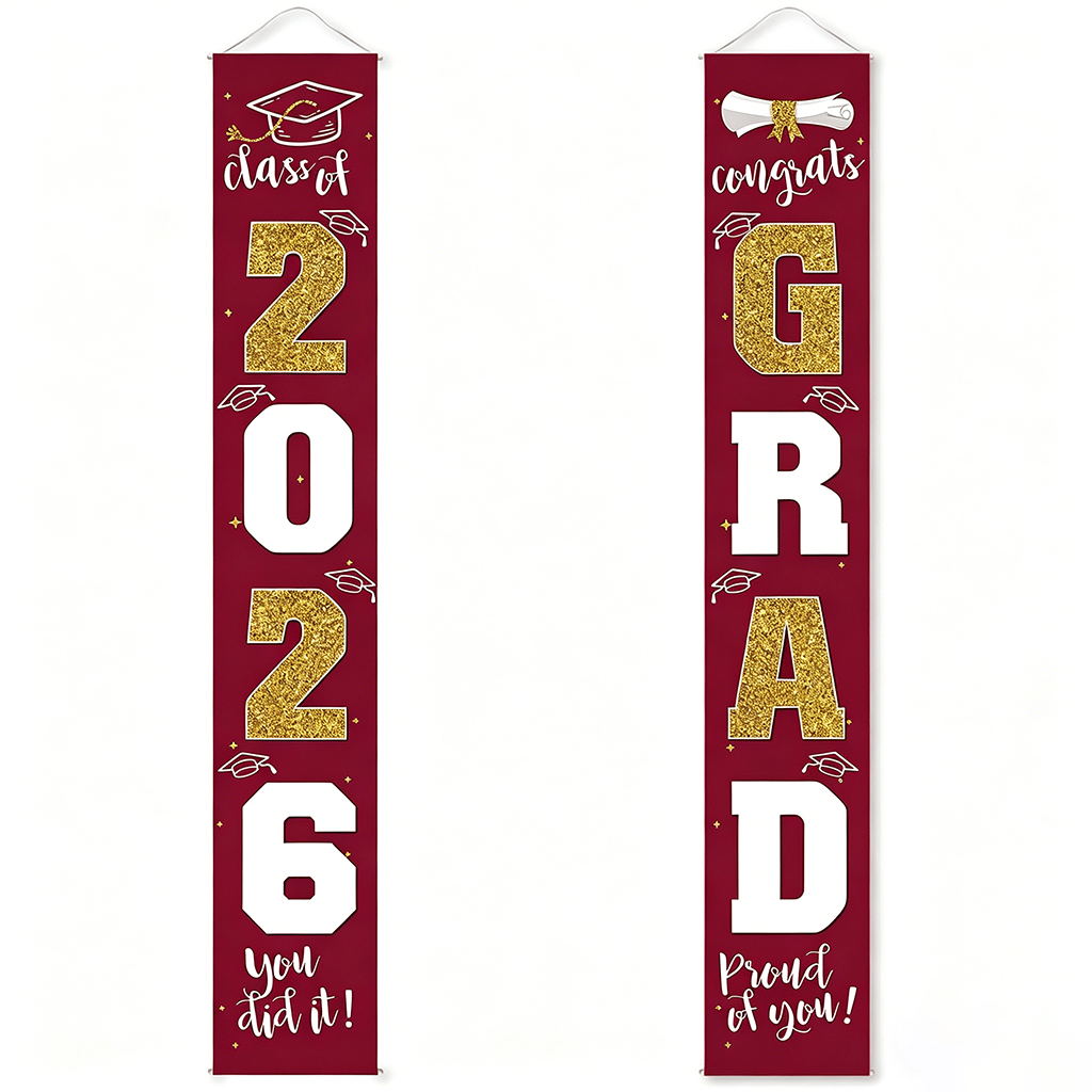 🔥LAST DAY 50% OFF - 🎓Class of 2026 Graduation Banner | Congrats Grad Front Door Porch Decor for Graduation Party (✨Set of 2)