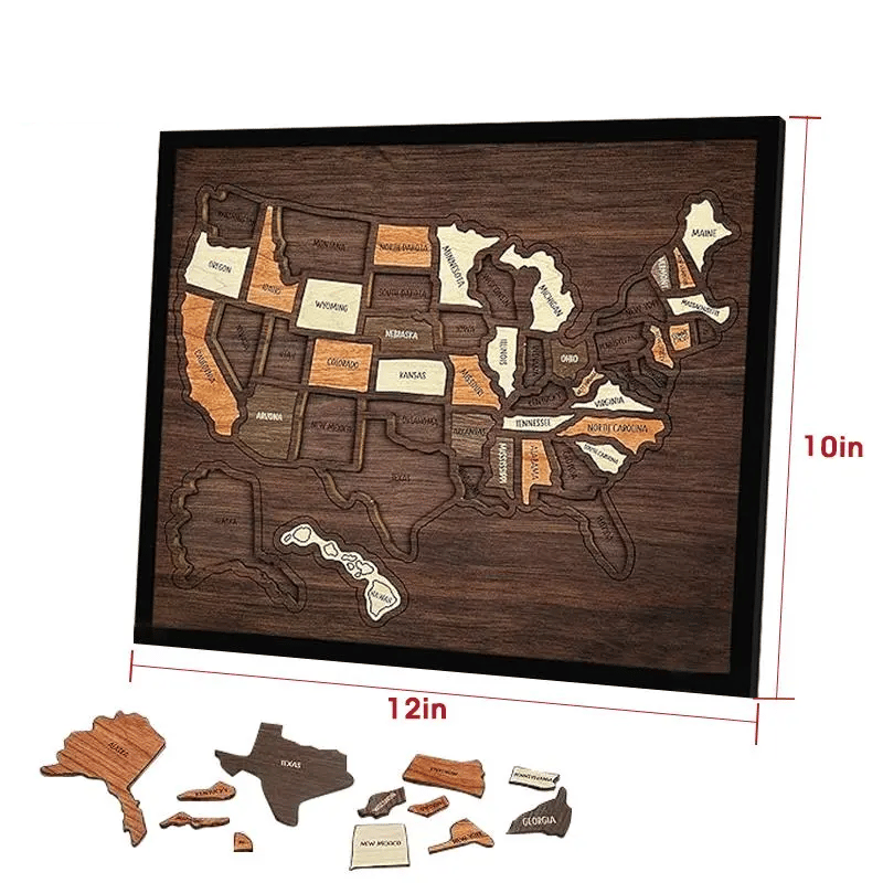 🔥Last Day 49% OFF - 🇺🇸 Wooden USA Travel Map Puzzle🧩A Stylish Way to Track Your Journey & Memories