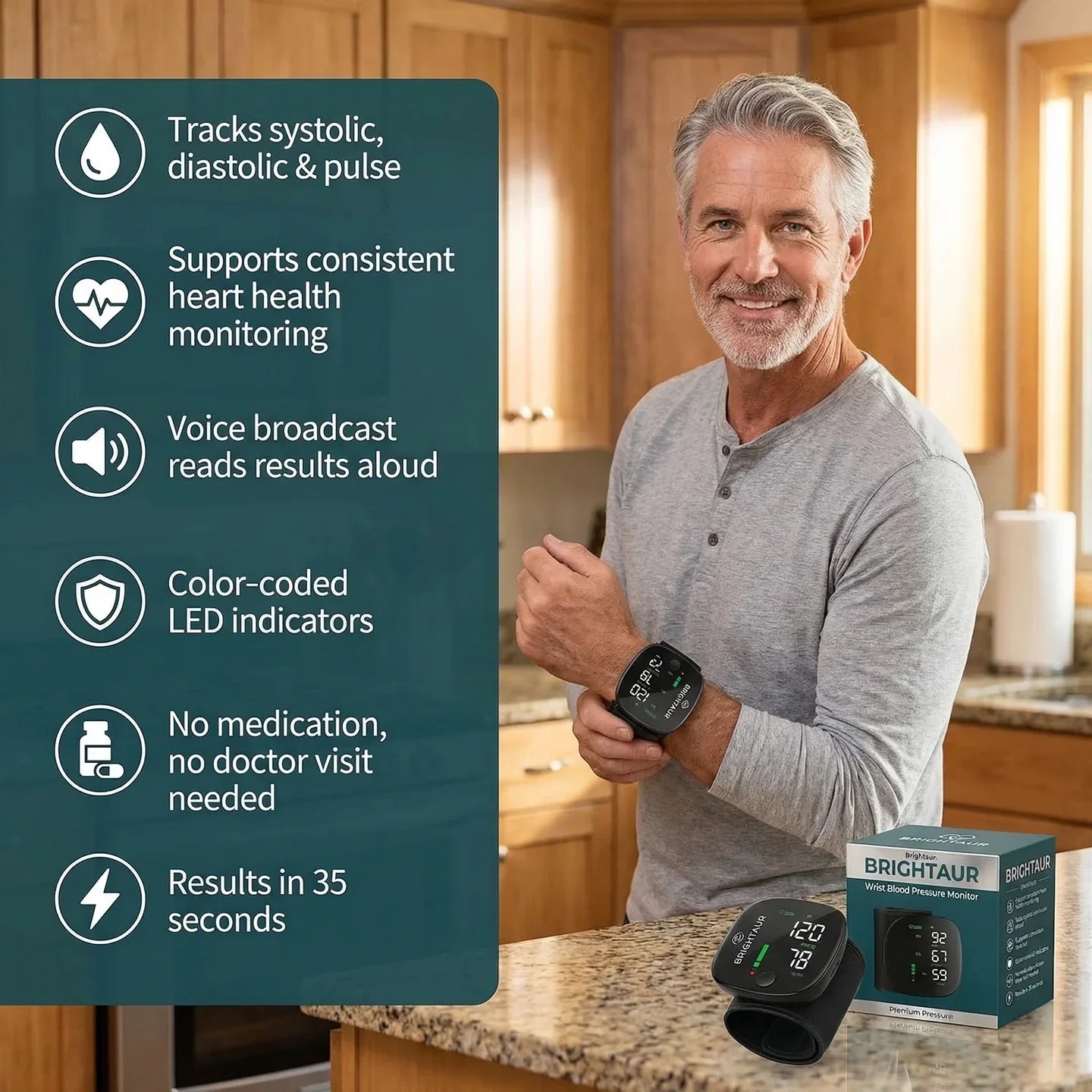 Brightaur™ Wrist Blood Pressure Monitor