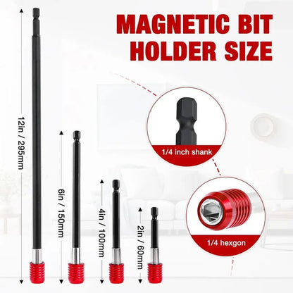 🔥LAST DAY 49% OFF 🛠️Drill Bit Extension 2/4/6/12'', Magnetic Bit Holder 4 Pcs, Drill Extension Bit Holder 1/4'' Hex