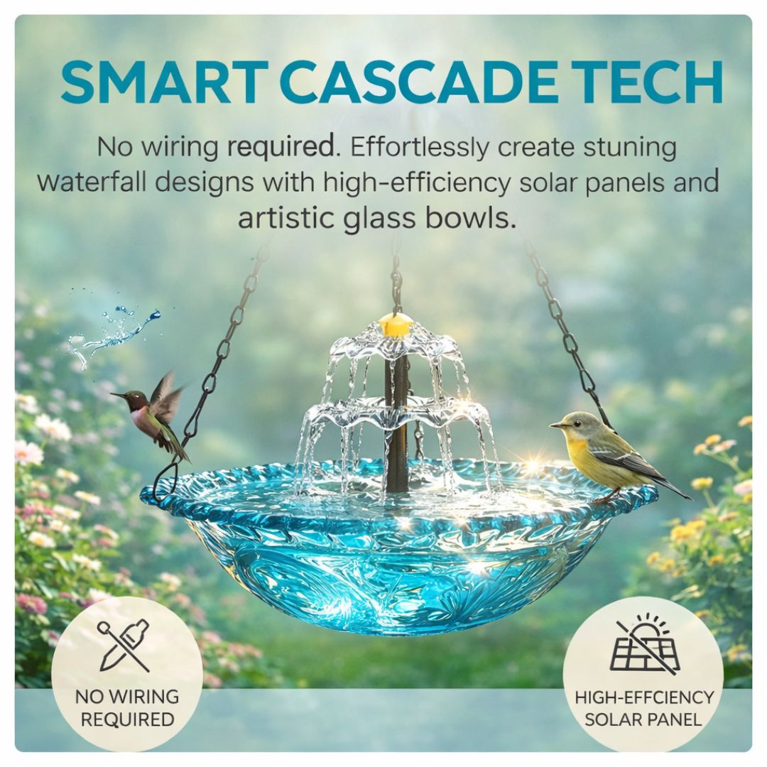 ✨Special Offer Today Only! 🐦 Solar Cascade Hanging Bird Bath Fountain