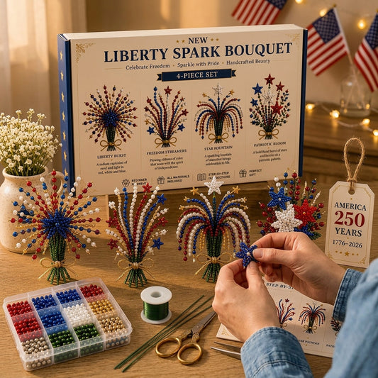 🔥LAST DAY 49% OFF-America 250 Beaded Bouquet DIY Kit – Limited Edition Patriotic Craft Collection