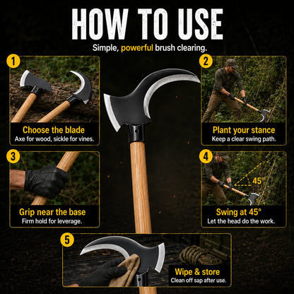 ✨ Tactical Dual-Head Clearing Axe & Sickle
