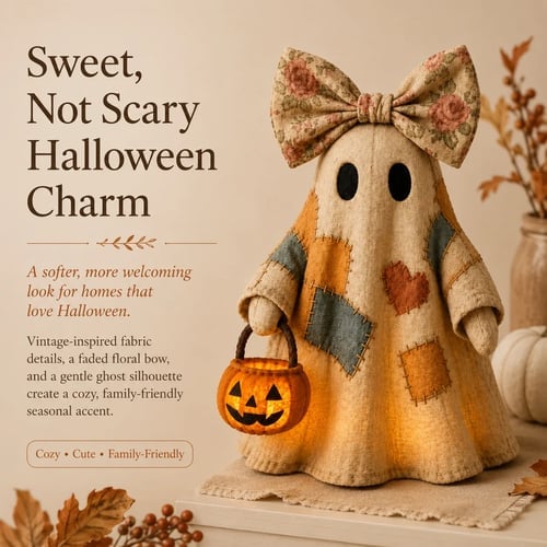 👻✨Lighted Vintage Patchwork Ghost