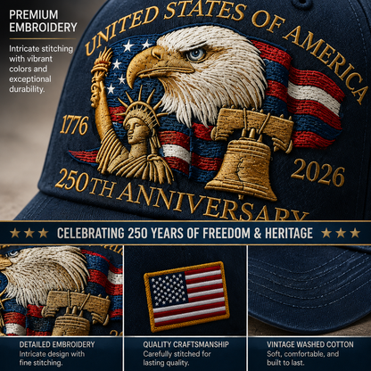 🗽Eagle & Liberty – United States 250th Anniversary Printed Hat🦅(Breathable & Lightweight Comfort & Unisex Fit)