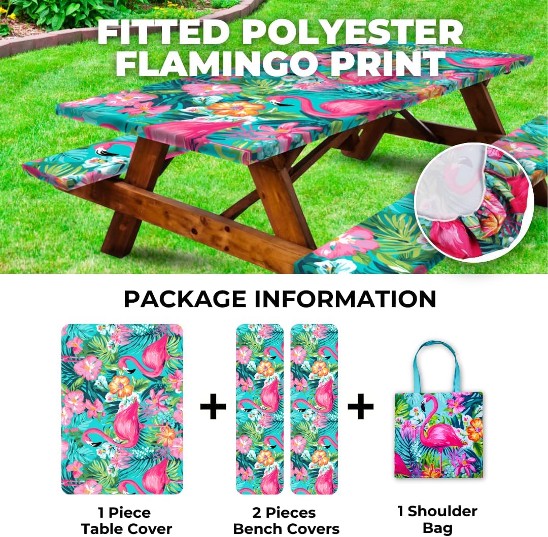 🧺 Stretch Picnic Tablecloth Set | Includes Bench Covers + Storage Bag 👜