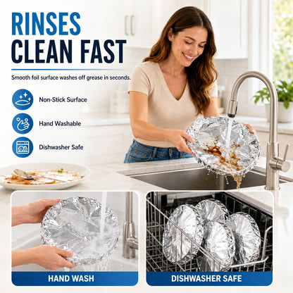 🍽️Universal Stretchable Aluminum Food Covers – Reusable Microwave-Safe Lids