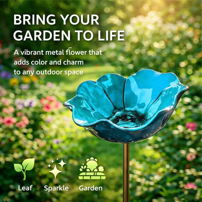 💖Garden Flower Bird Waterer🎁Handmade Metal Flower Garden Stake🐦