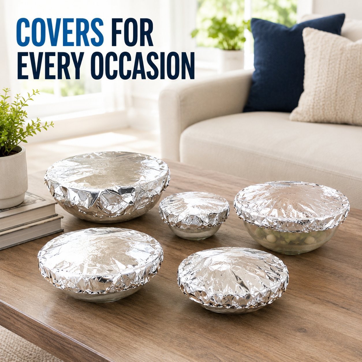 🍽️Universal Stretchable Aluminum Food Covers – Reusable Microwave-Safe Lids