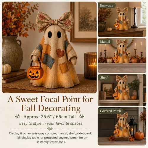 👻✨Lighted Vintage Patchwork Ghost