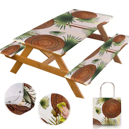 🧺 Stretch Picnic Tablecloth Set | Includes Bench Covers + Storage Bag 👜