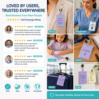 🩺Erasable Badge Note | Dual-Side Writable, Fade-Proof & No Blur (🖊Write. Wipe. Repeat.)