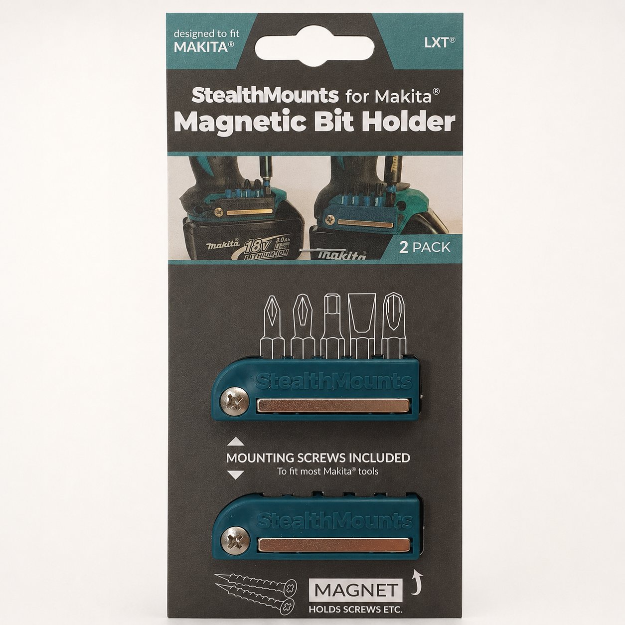 StealthMounts 45° & 90° Magnetic Bit Holder for Makita CXT, LXT & XGT Tools