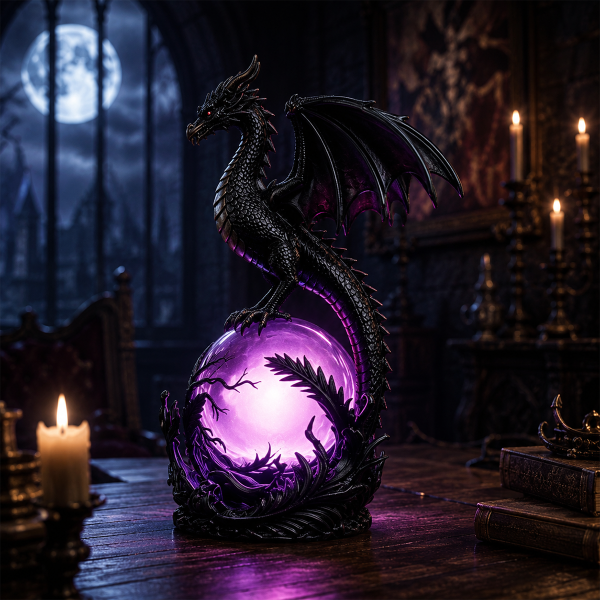 🎁 FREE SHIPPING 🔮Gothic Dragon LED Crystal Ball Lamp for Dark Aesthetic Decor