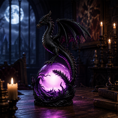 🎁 FREE SHIPPING 🔮Gothic Dragon LED Crystal Ball Lamp for Dark Aesthetic Decor
