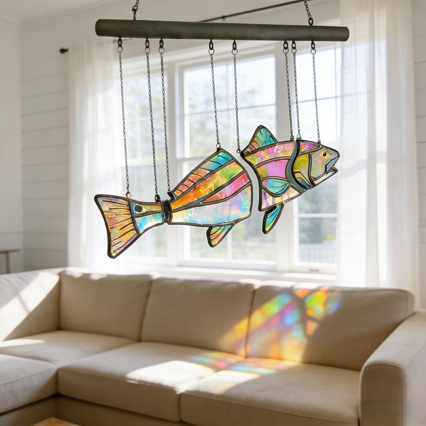 🔥Handcrafted Stained Glass Red Drum-The Illusion of Swimming