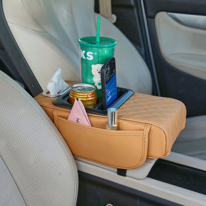 🚗 5-in-1 Luxury Car Center Console Organizer - Universal Fit Armrest Mat & Storage