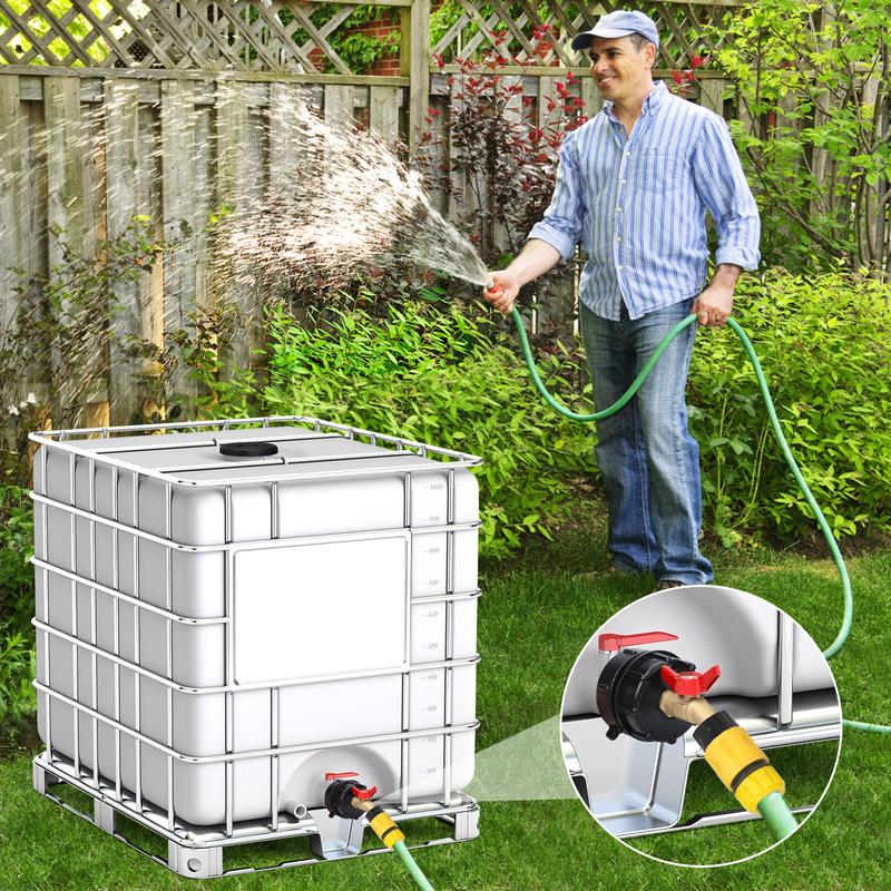 🔥LAST DAY 49% OFF - 🛠️💧275-330 Gallon IBC Tote Tank Adapter - 2.44" Fine Thread, 1/2" NPT × 3/4" GHT Male Fittings with Garden Hose Quick Connector