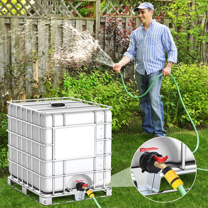 🔥LAST DAY 49% OFF - 🛠️💧275-330 Gallon IBC Tote Tank Adapter - 2.44" Fine Thread, 1/2" NPT × 3/4" GHT Male Fittings with Garden Hose Quick Connector