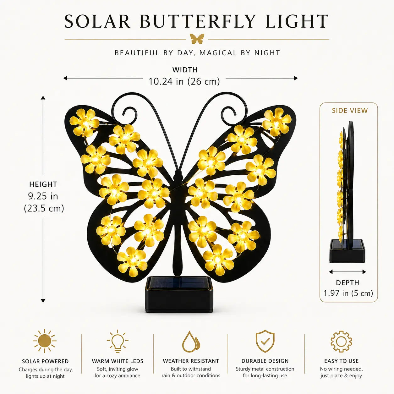 🦋🌙Outdoor Metal Butterfly Solar Garden Light