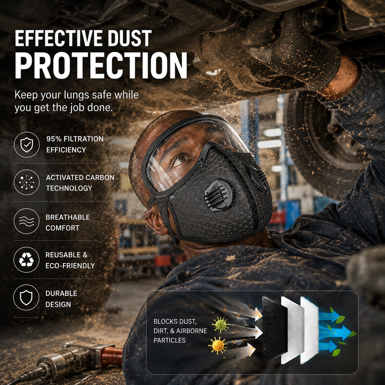 🔥LAST DAY 50% OFF - 💖Reusable Carbon Filter Dust Mask – Built for Active Lifestyles