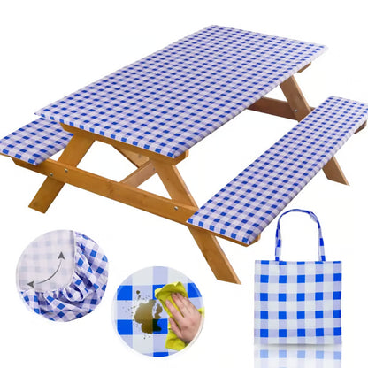 🧺 Stretch Picnic Tablecloth Set | Includes Bench Covers + Storage Bag 👜